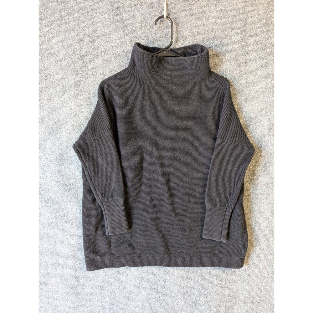 Free People Ottoman Slouchy Tunic Sweater Womens XS Black Charcoal Ribbed Knit - Picture 3 of 10